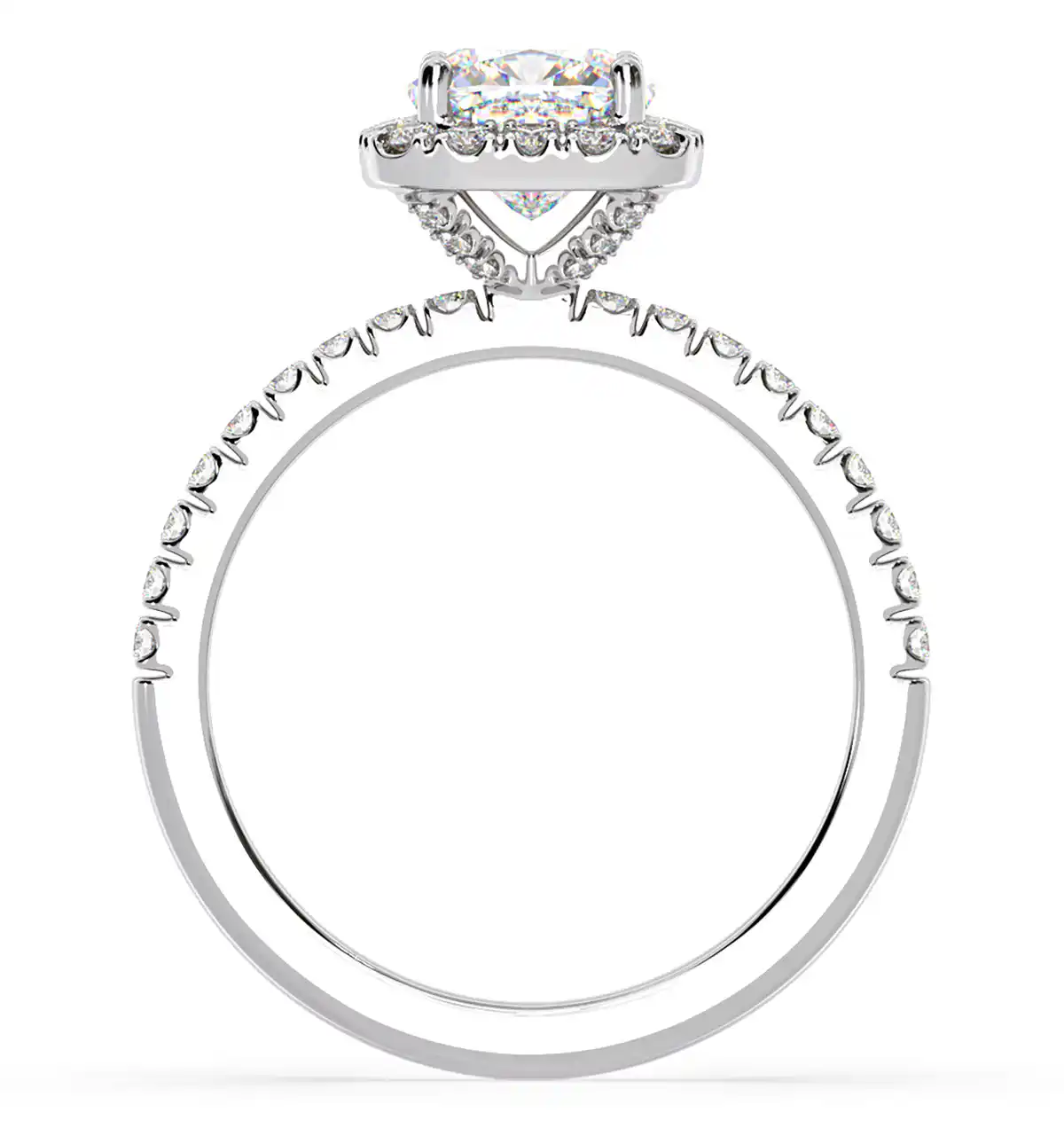 Beatrice GIA Diamond Halo Engagement Ring 18K White Gold 1.48ct G/SI2