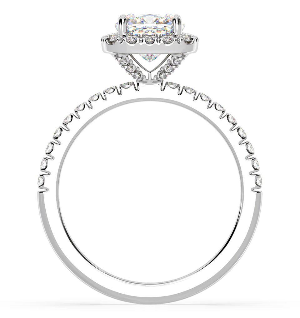 Beatrice GIA Diamond Halo Engagement Ring in Platinum 1.48ct G/SI2