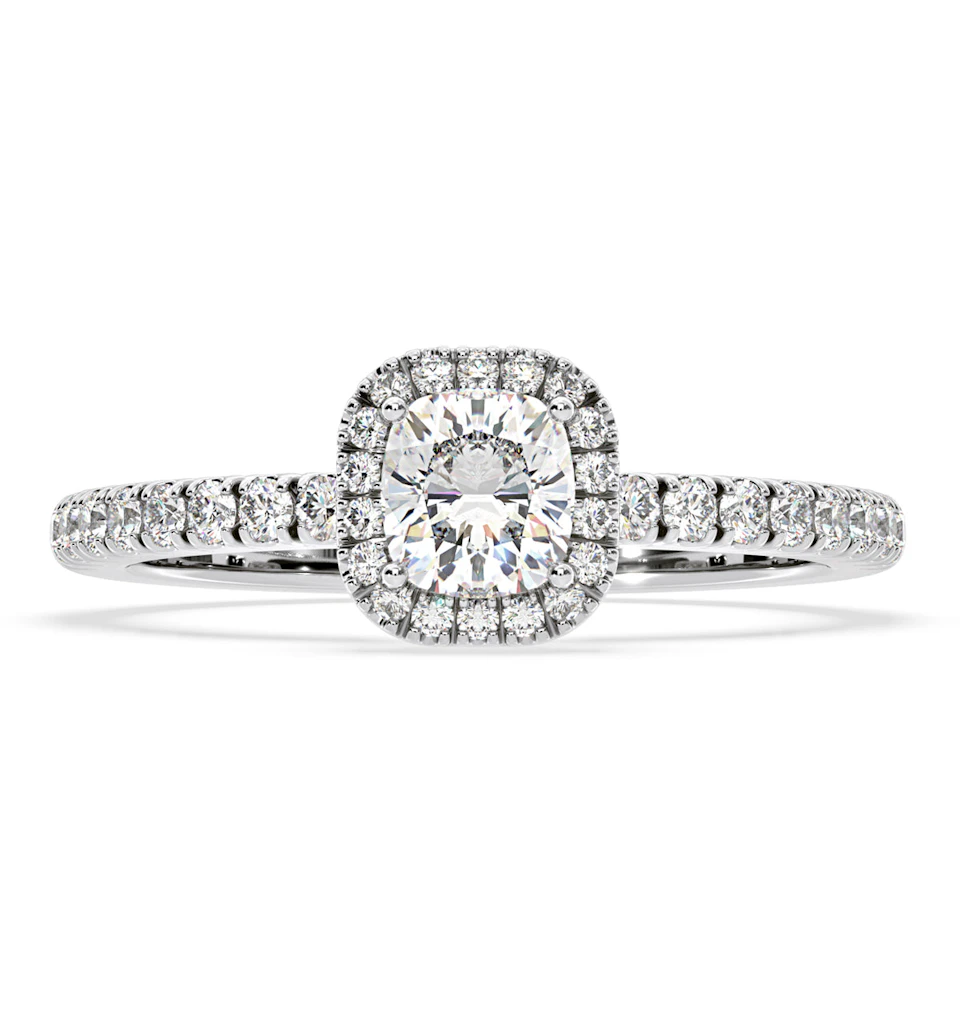 Beatrice Diamond Halo Engagement Ring in Platinum 1ct G/SI1
