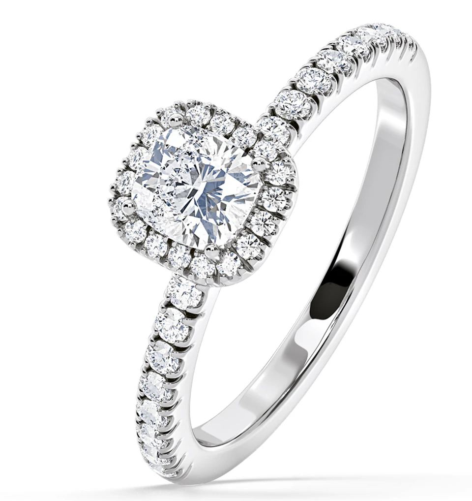 Beatrice GIA Diamond Halo Engagement Ring in Platinum 1.25ct G/VS1