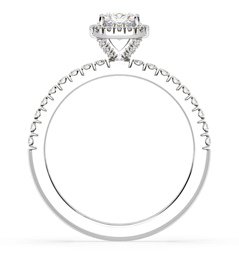 Beatrice Diamond Halo Engagement Ring 18K White Gold 1ct G/VS1