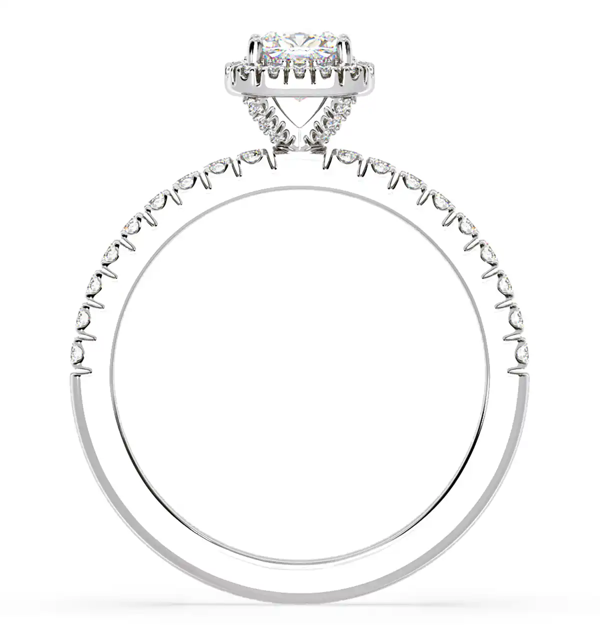 Beatrice Diamond Halo Engagement Ring 18K White Gold 1ct G/VS1