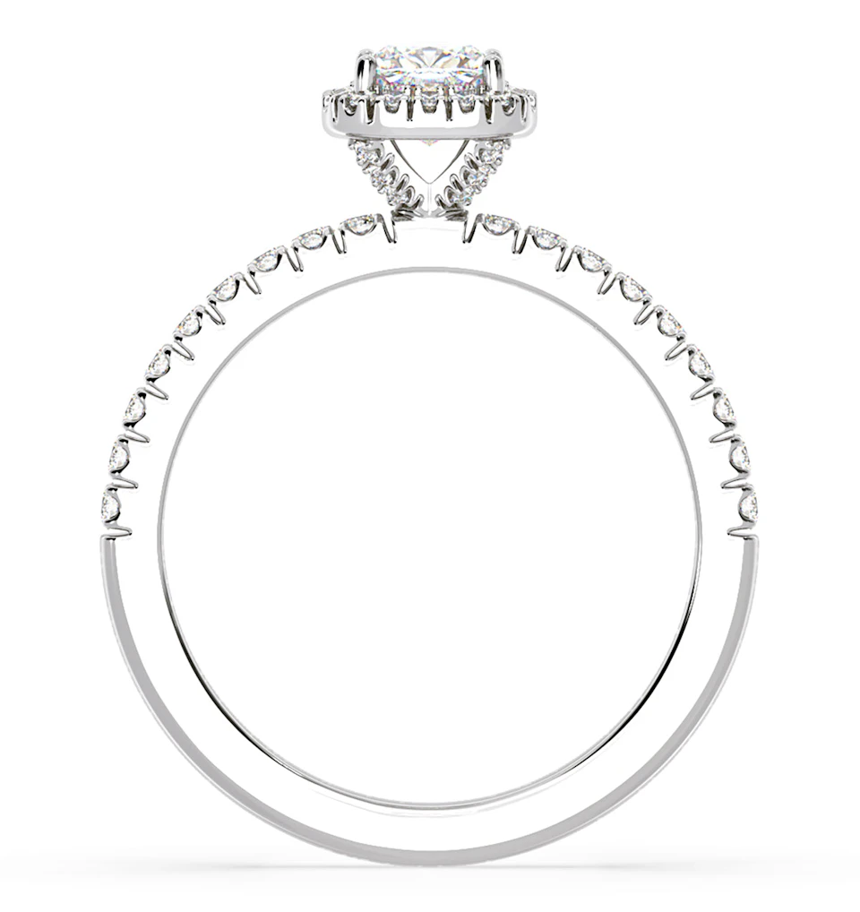 Beatrice GIA Diamond Halo Engagement Ring in Platinum 1.25ct G/VS1