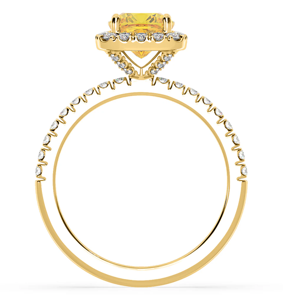Beatrice Yellow Lab Diamond 1.65ct Cushion Halo Ring in 18K Yellow Gold- Elara Collection
