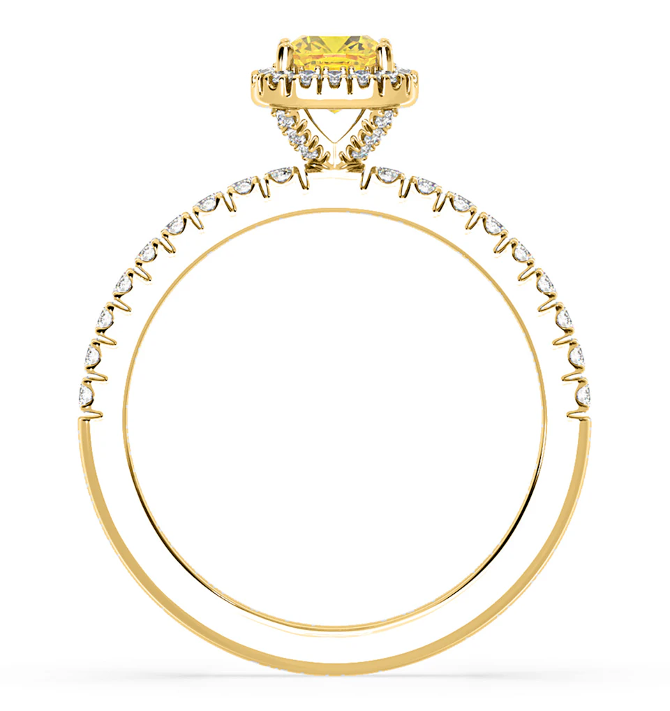Beatrice Yellow Lab Diamond 1.00ct Cushion Halo Ring in 18K Yellow Gold- Elara Collection