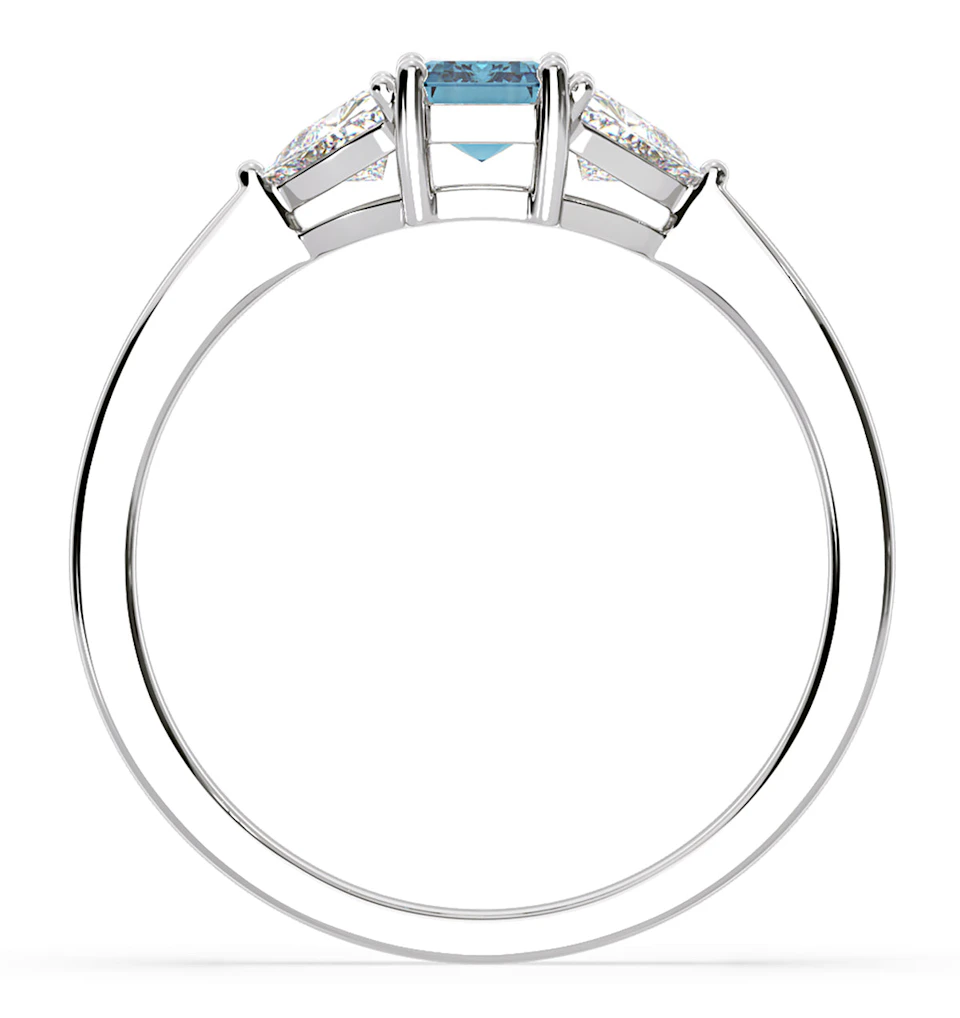 Aurora Blue Lab Diamond Emerald Cut and Trillion 1.00ct Ring in 18K White Gold - Elara Collection