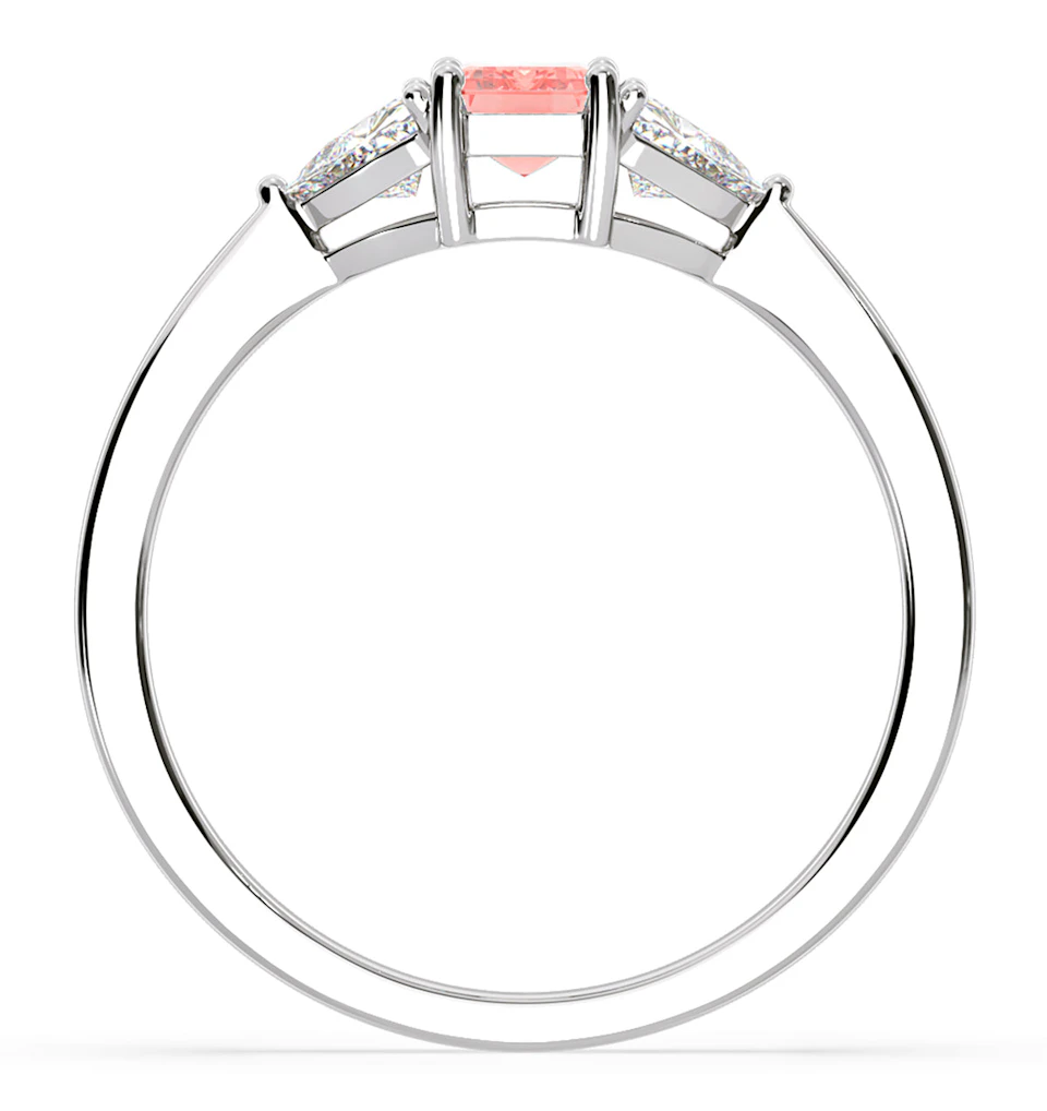 Aurora Pink Lab Diamond Emerald Cut and Trillion 1.00ct Ring in 18K White Gold - Elara Collection