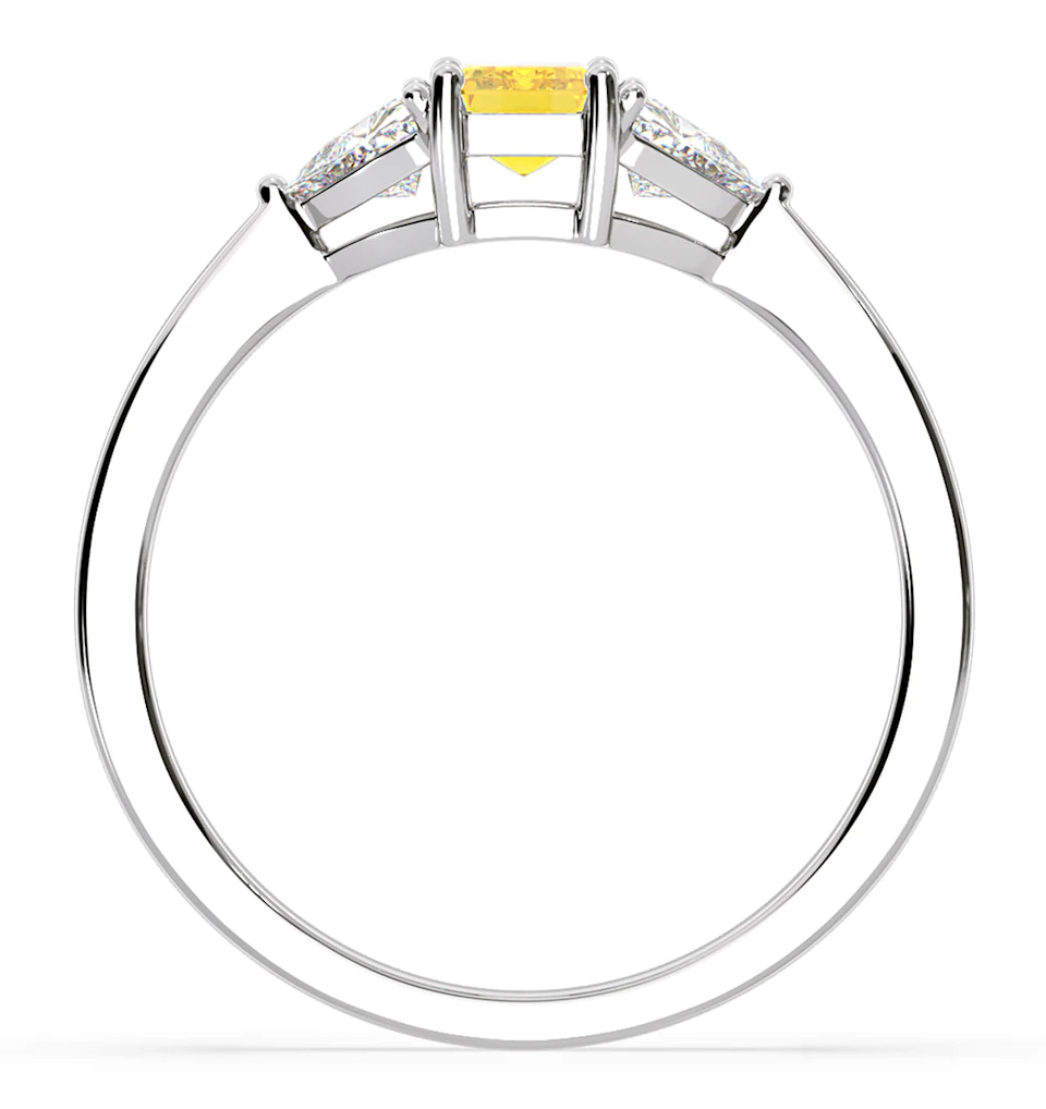 Aurora Yellow Lab Diamond Emerald Cut and Trillion 1.00ct Ring in Platinum - Elara Collection