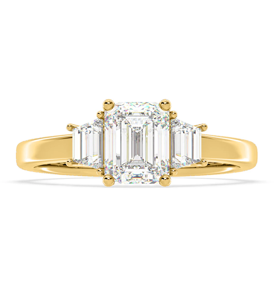Erika Lab Diamond 1.70ct Emerald Cut Ring in 18K Yellow Gold F/VS1