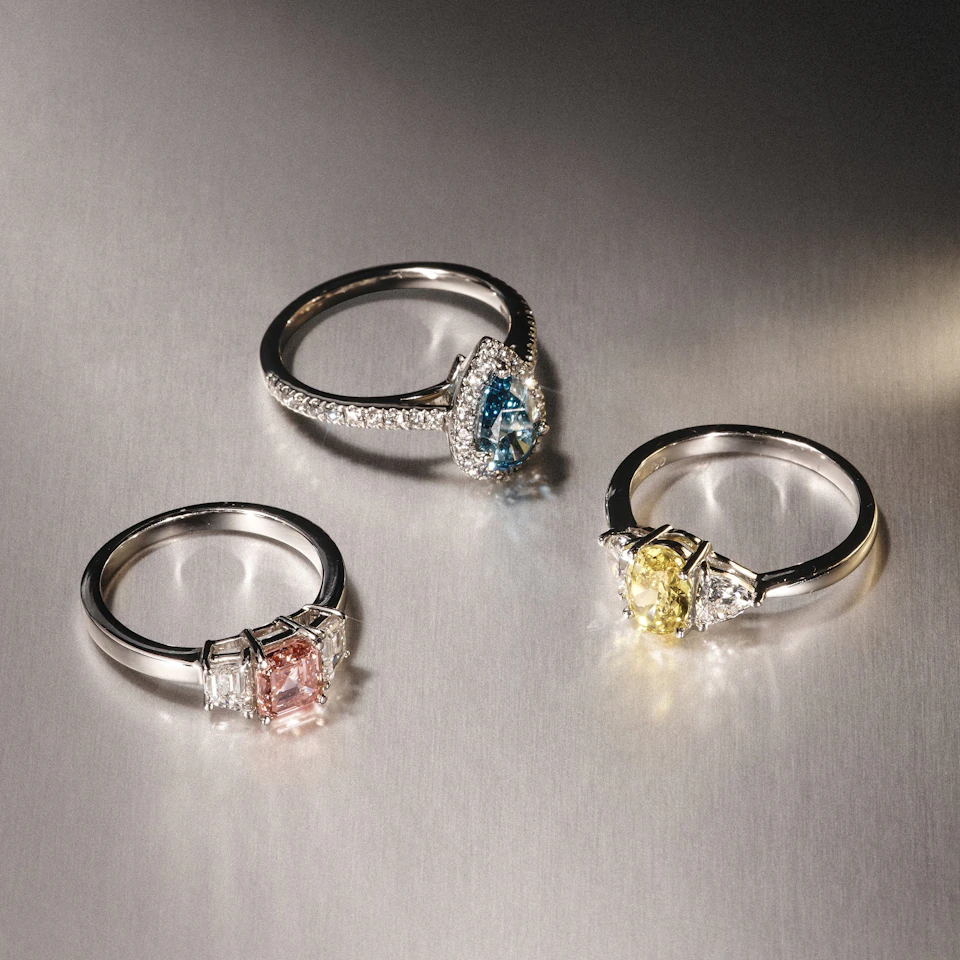 Diana Blue Lab Diamond Pear Halo Ring 1.60ct in Platinum - Elara Collection