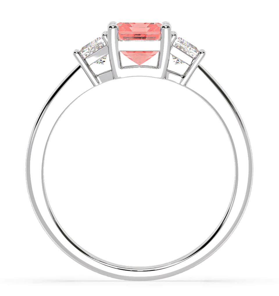 Erika Pink Lab Diamond 1.70ct Emerald Cut Ring in 18K White Gold - Elara Collection
