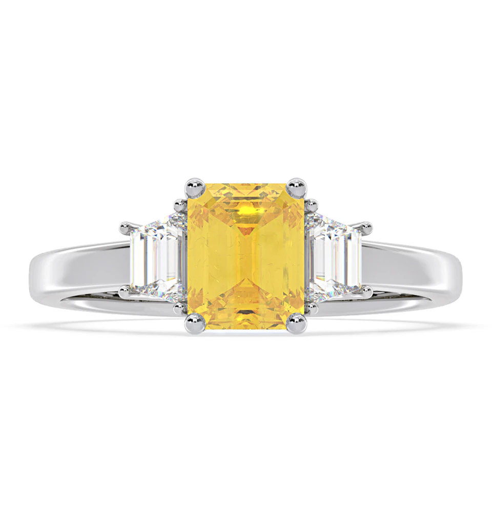 Erika Yellow Lab Diamond 1.70ct Emerald Cut Ring in Platinum - Elara Collection