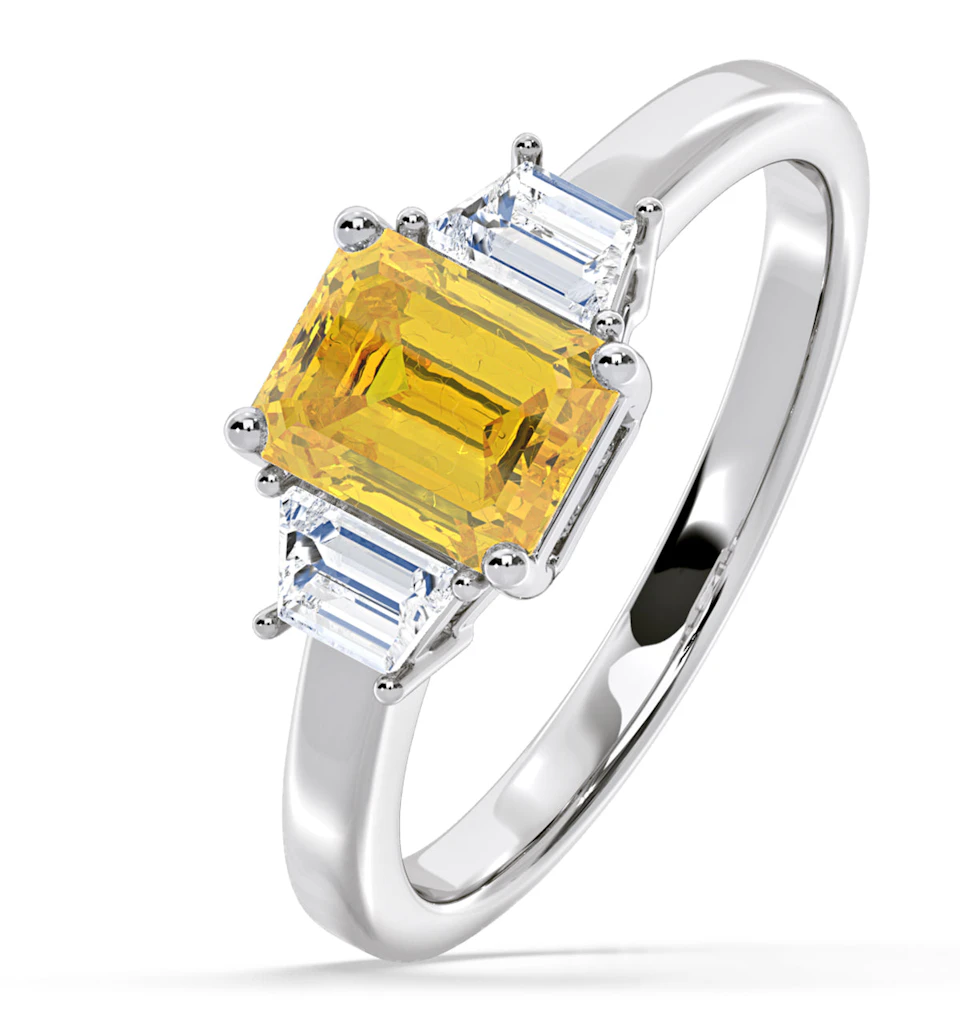 Erika Yellow Lab Diamond 1.70ct Emerald Cut Ring in Platinum - Elara Collection
