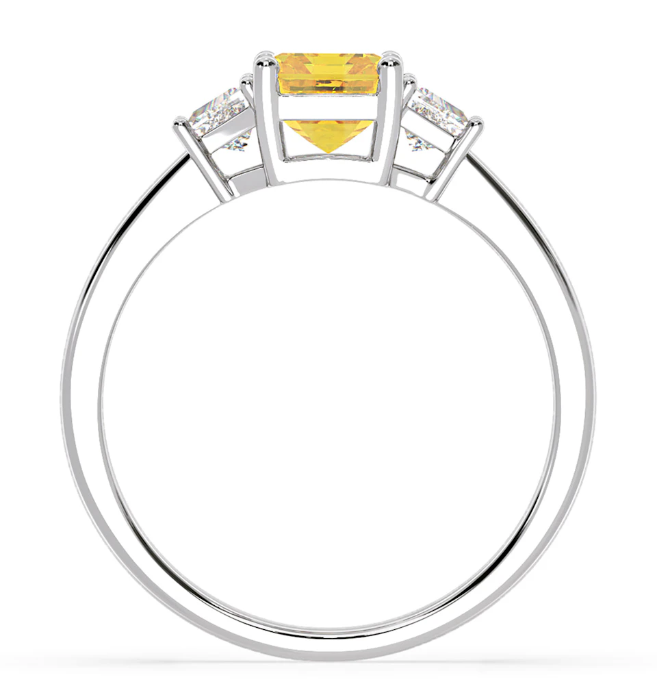 Erika Yellow Lab Diamond 1.70ct Emerald Cut Ring in 18K White Gold - Elara Collection