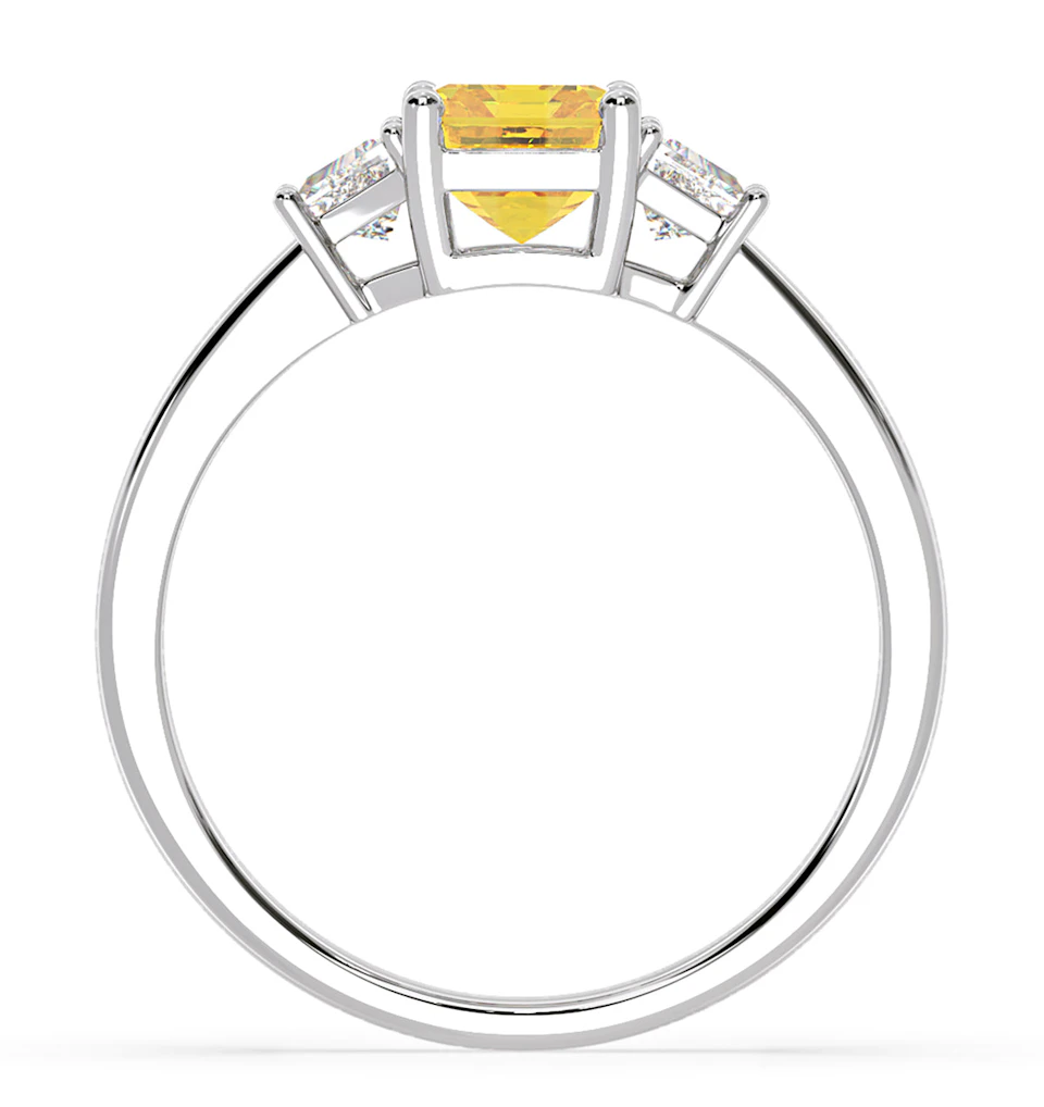 Erika Yellow Lab Diamond 1.70ct Emerald Cut Ring in Platinum - Elara Collection