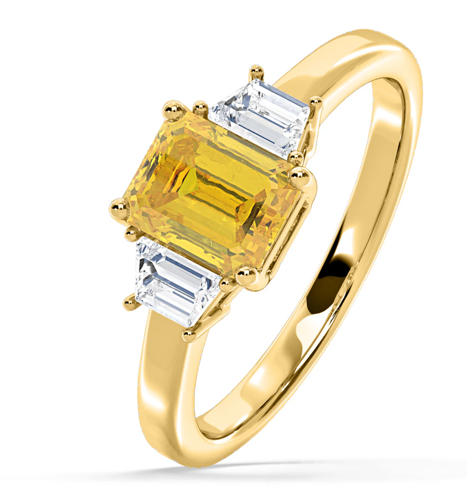 Erika Yellow Lab Diamond 1.70ct Emerald Cut Ring in 18K Yellow Gold - Elara Collection