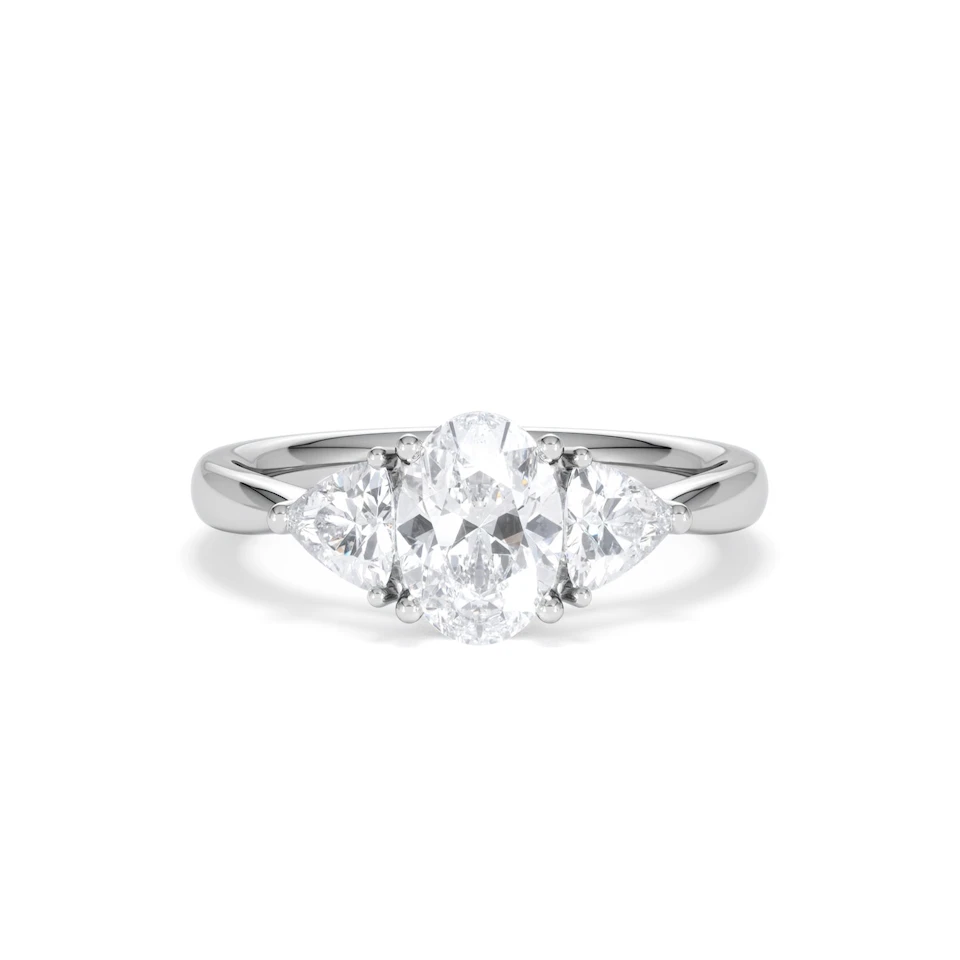 Dalia Lab Diamond Oval with Trillions 1.70ct Ring in 18K White Gold F/VS1