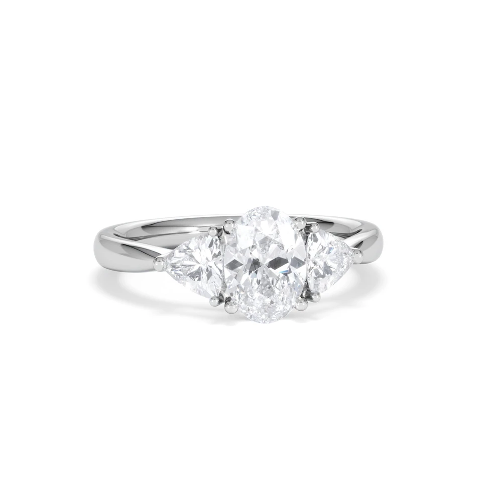 Dalia Lab Diamond Oval with Trillions 1.70ct Ring in 18K White Gold F/VS1