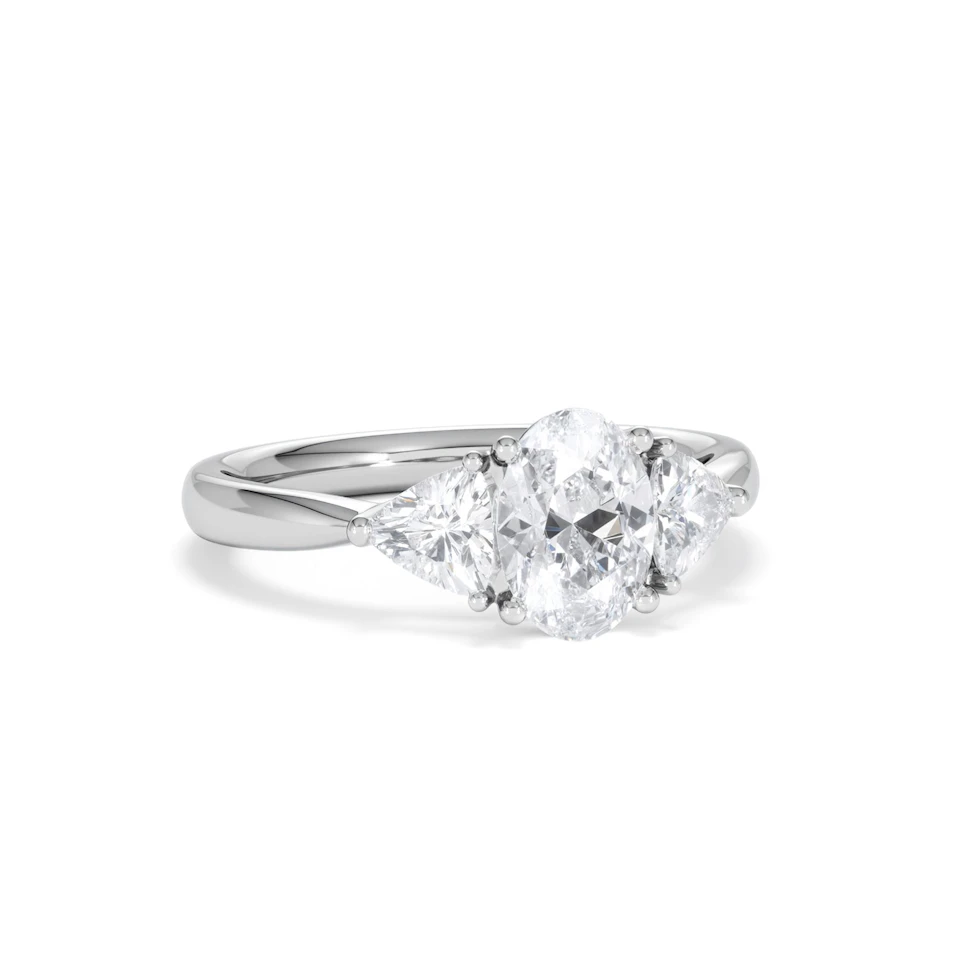 Dalia Lab Diamond Oval with Trillions 1.70ct Ring in 18K White Gold F/VS1