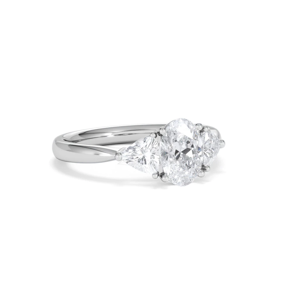 Dalia Lab Diamond Oval with Trillions 1.70ct Ring in 18K White Gold F/VS1