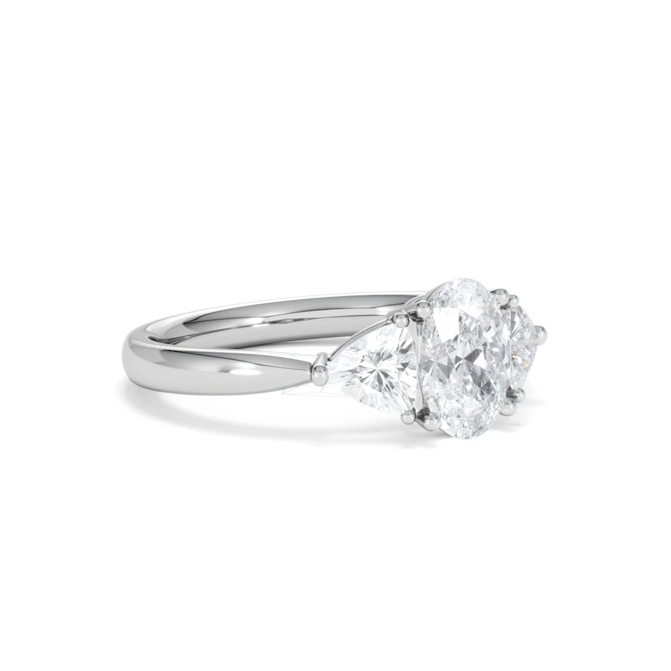 Dalia Lab Diamond Oval with Trillions 1.70ct Ring in 18K White Gold F/VS1