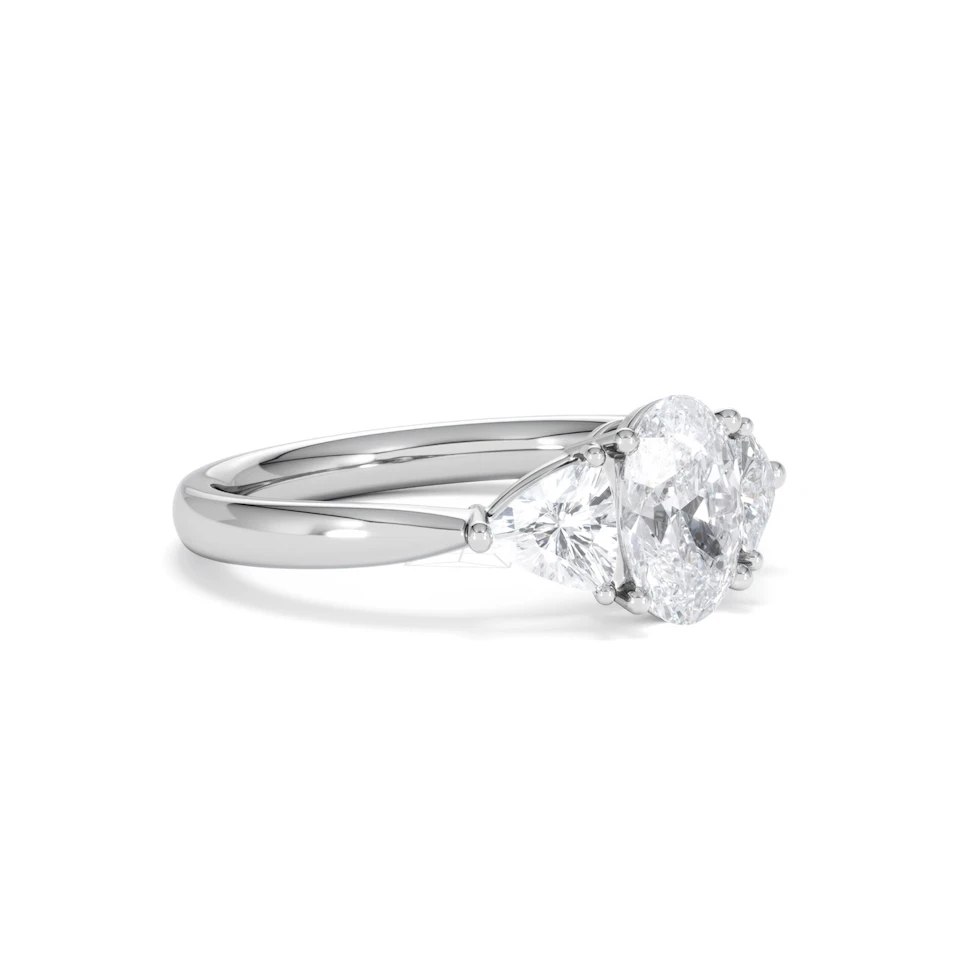 Dalia Lab Diamond Oval with Trillions 1.70ct Ring in 18K White Gold F/VS1