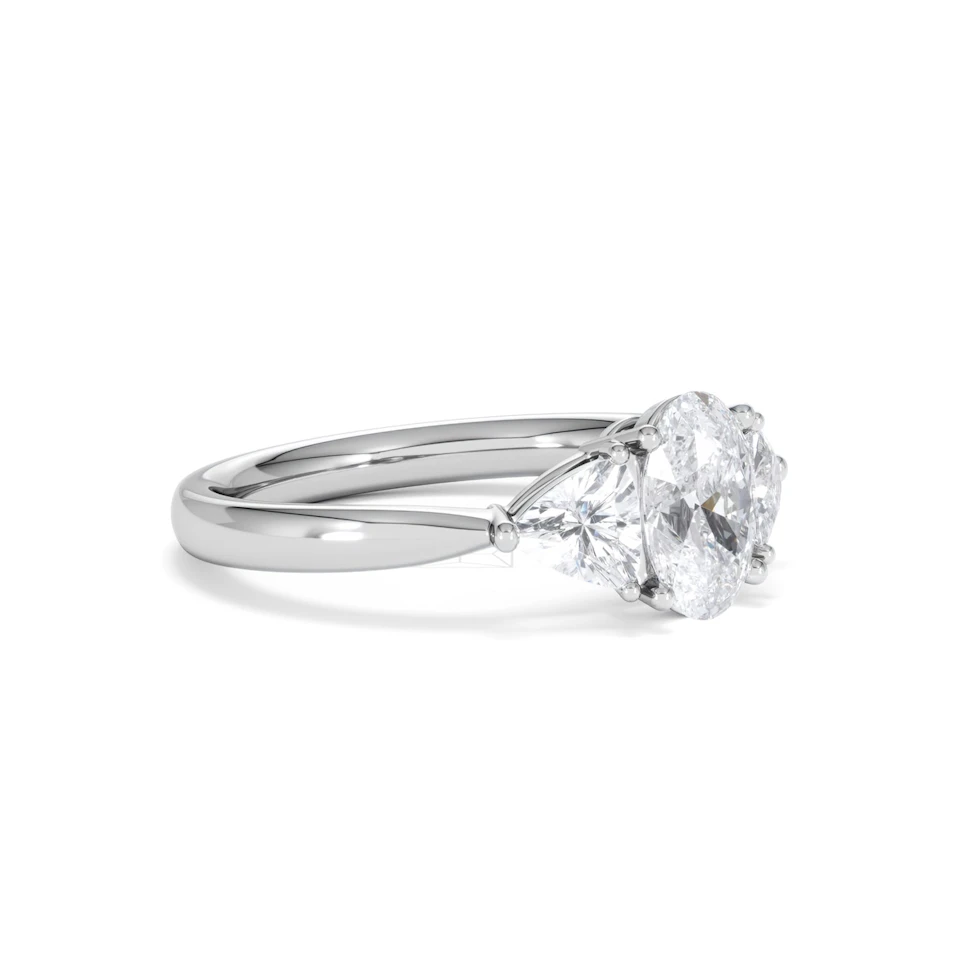 Dalia Lab Diamond Oval with Trillions 1.70ct Ring in 18K White Gold F/VS1