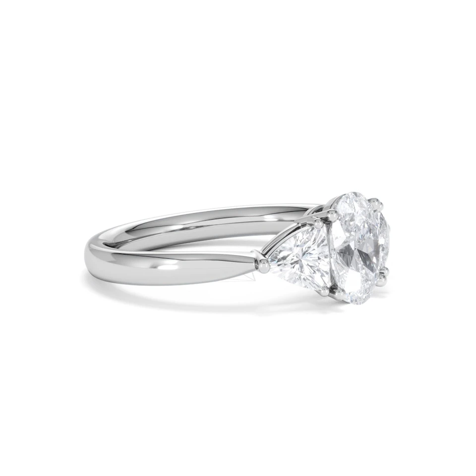 Dalia Lab Diamond Oval with Trillions 1.70ct Ring in 18K White Gold F/VS1