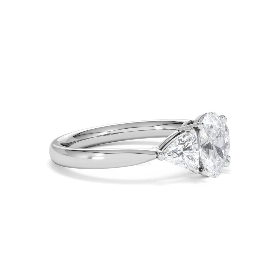 Dalia Lab Diamond Oval with Trillions 1.70ct Ring in 18K White Gold F/VS1