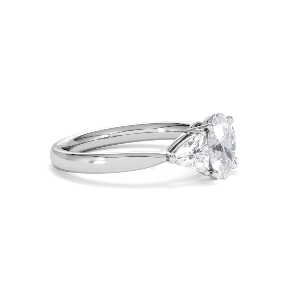Dalia Lab Diamond Oval with Trillions 1.70ct Ring in 18K White Gold F/VS1