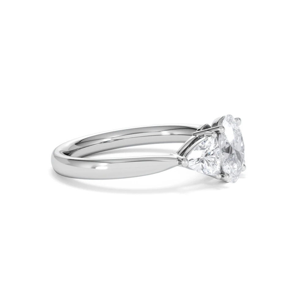 Dalia Lab Diamond Oval with Trillions 1.70ct Ring in 18K White Gold F/VS1