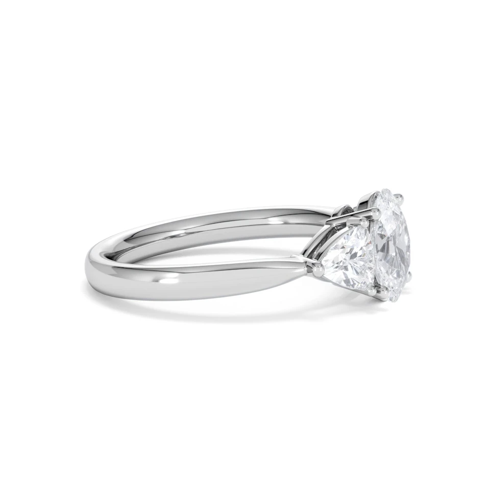 Dalia Lab Diamond Oval with Trillions 1.70ct Ring in 18K White Gold F/VS1