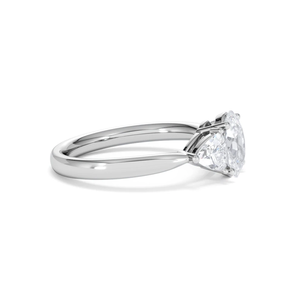 Dalia Lab Diamond Oval with Trillions 1.70ct Ring in 18K White Gold F/VS1