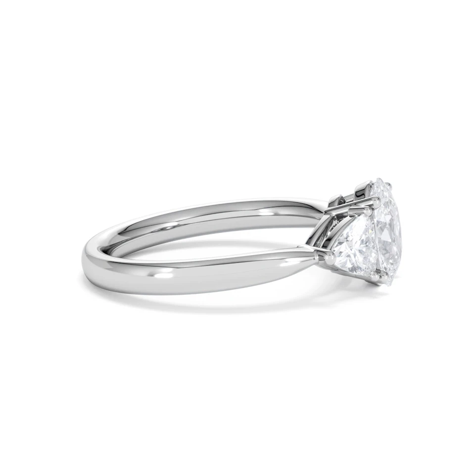 Dalia Lab Diamond Oval with Trillions 1.70ct Ring in 18K White Gold F/VS1