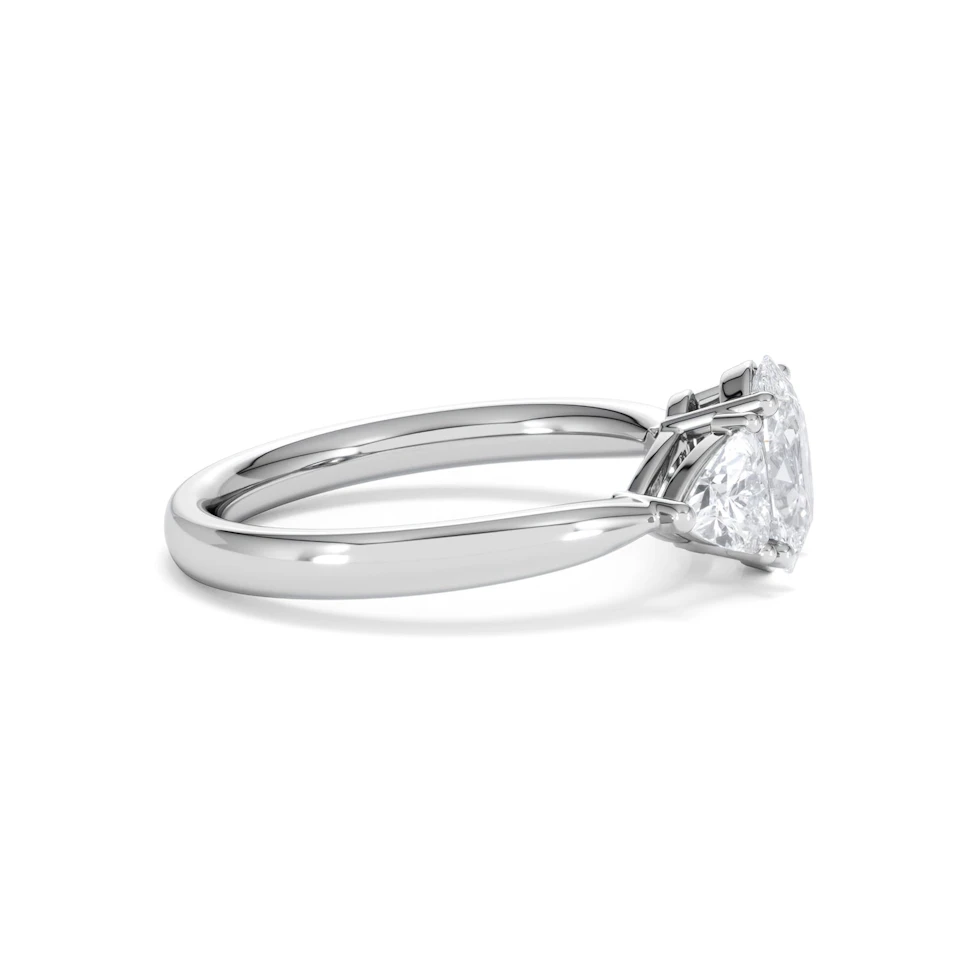 Dalia Lab Diamond Oval with Trillions 1.70ct Ring in 18K White Gold F/VS1
