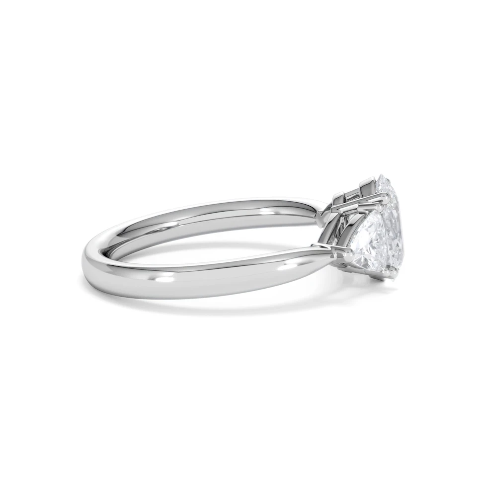 Dalia Lab Diamond Oval with Trillions 1.70ct Ring in 18K White Gold F/VS1