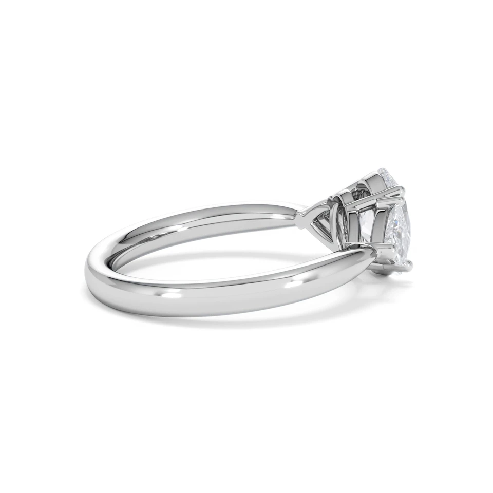Dalia Lab Diamond Oval with Trillions 1.70ct Ring in 18K White Gold F/VS1