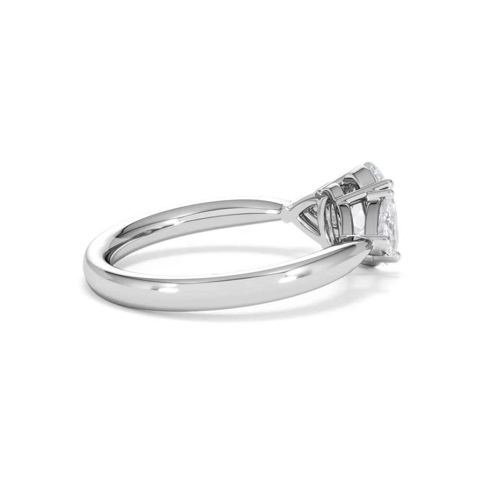 Dalia Lab Diamond Oval with Trillions 1.70ct Ring in 18K White Gold F/VS1