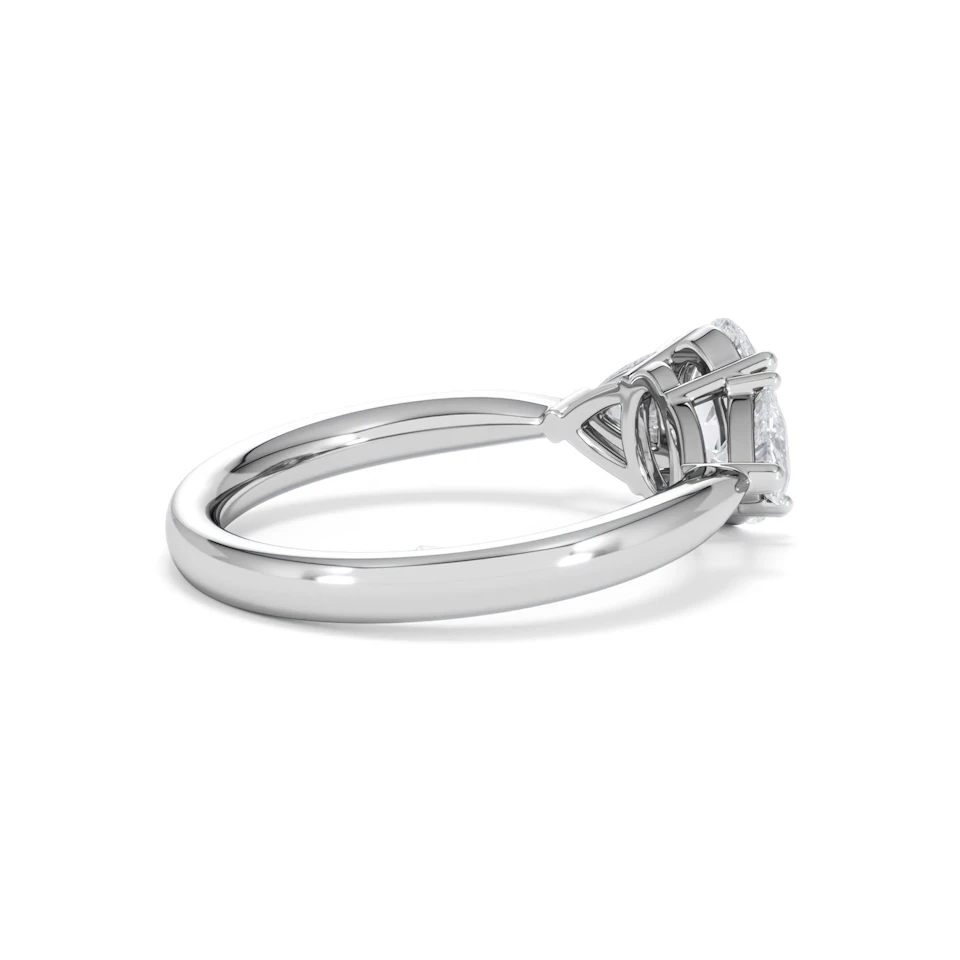Dalia Lab Diamond Oval with Trillions 1.70ct Ring in 18K White Gold F/VS1