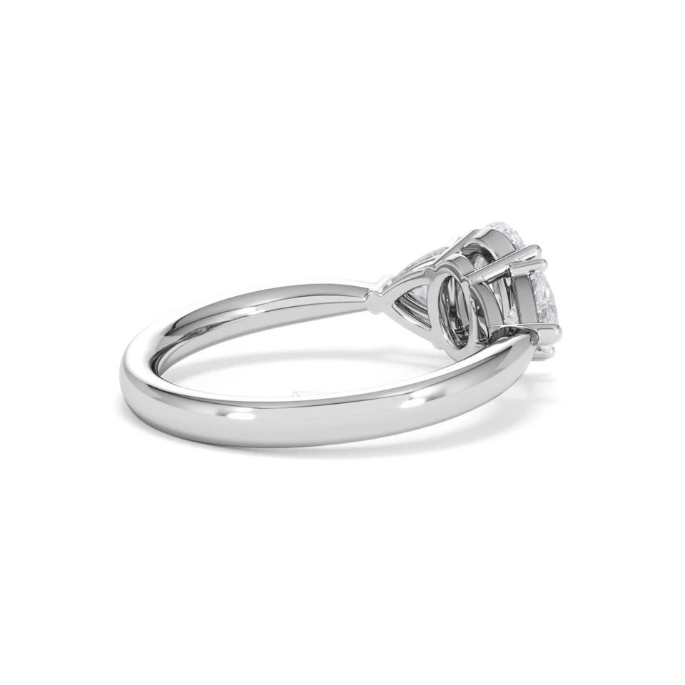 Dalia Lab Diamond Oval with Trillions 1.70ct Ring in 18K White Gold F/VS1