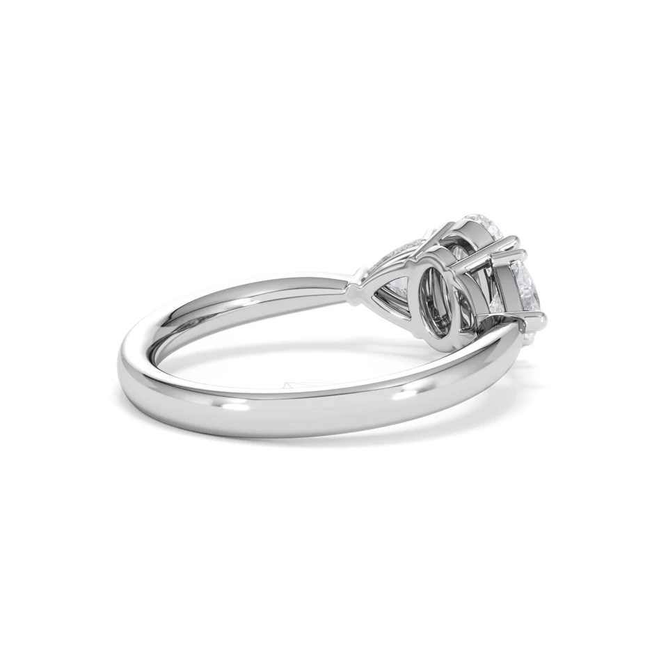 Dalia Lab Diamond Oval with Trillions 1.70ct Ring in 18K White Gold F/VS1