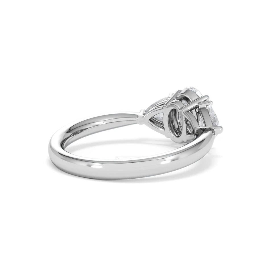 Dalia Lab Diamond Oval with Trillions 1.70ct Ring in 18K White Gold F/VS1