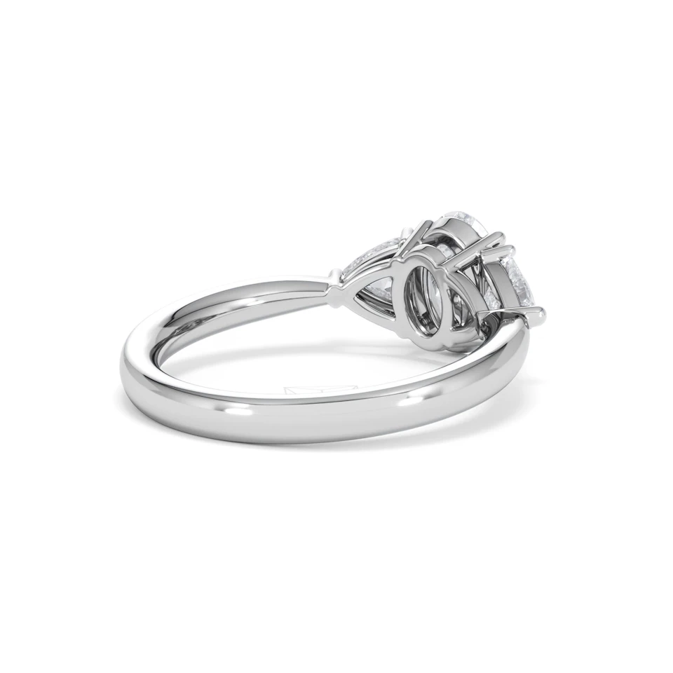 Dalia Lab Diamond Oval with Trillions 1.70ct Ring in 18K White Gold F/VS1