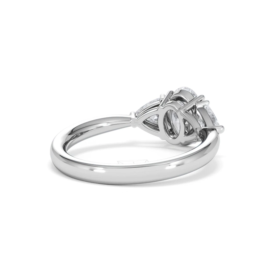 Dalia Lab Diamond Oval with Trillions 1.70ct Ring in 18K White Gold F/VS1