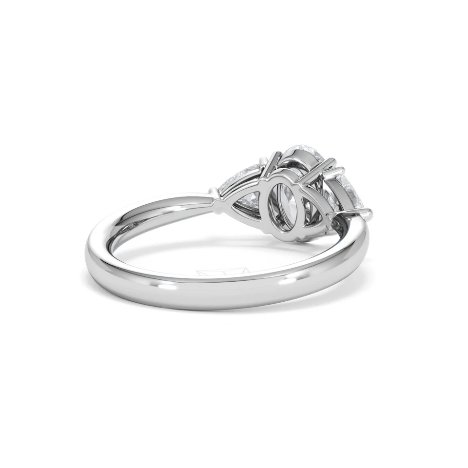 Dalia Lab Diamond Oval with Trillions 1.70ct Ring in 18K White Gold F/VS1