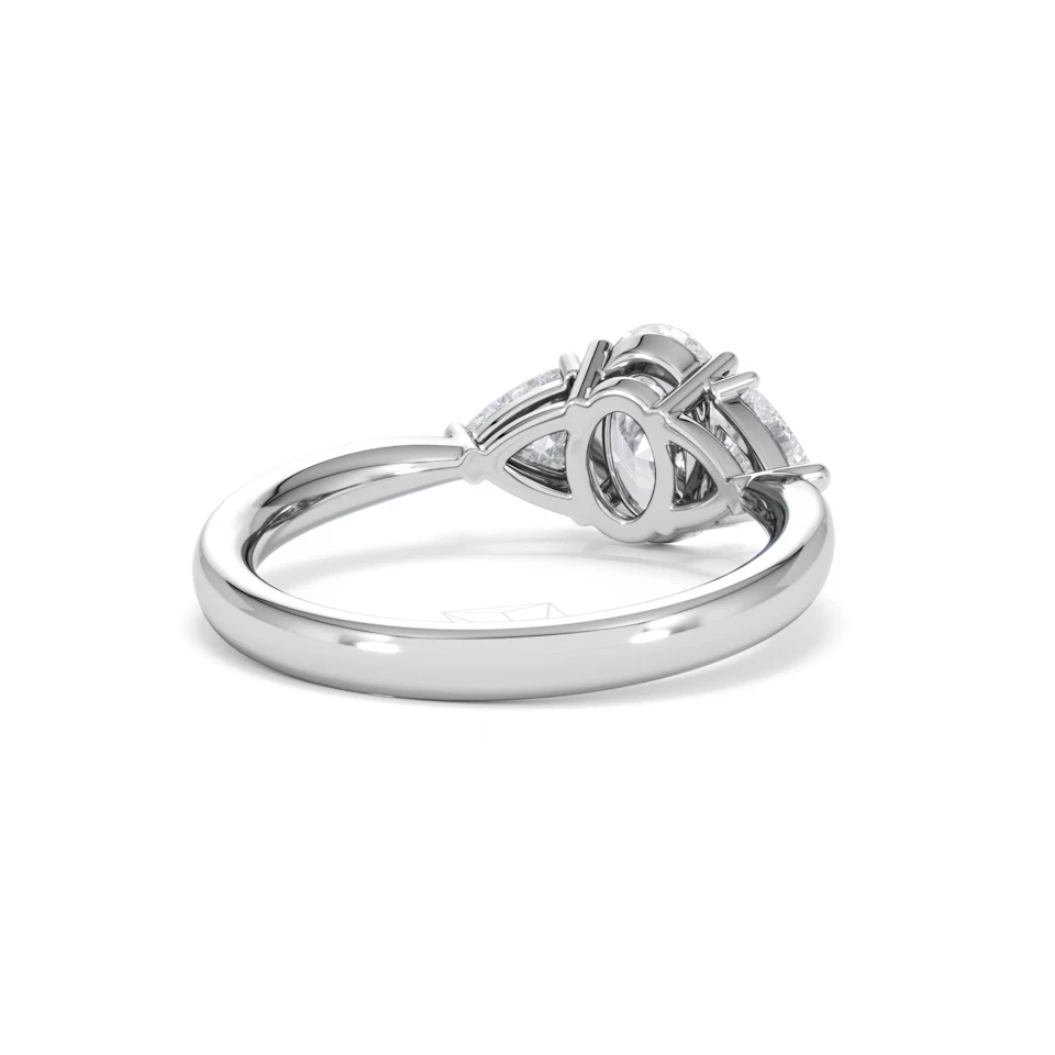 Dalia Lab Diamond Oval with Trillions 1.70ct Ring in 18K White Gold F/VS1
