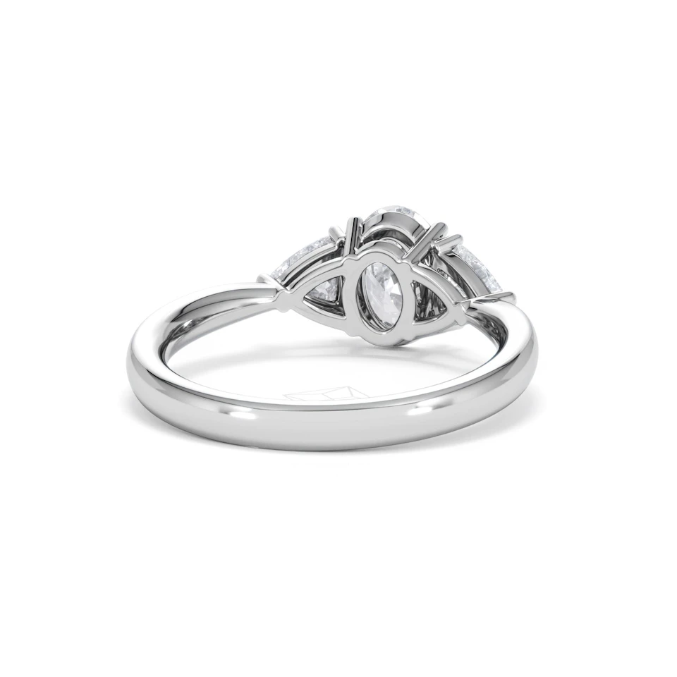 Dalia Lab Diamond Oval with Trillions 1.70ct Ring in 18K White Gold F/VS1