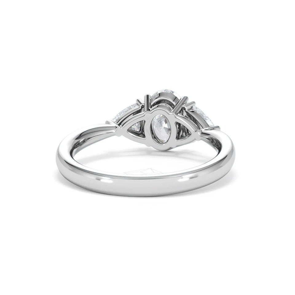 Dalia Lab Diamond Oval with Trillions 1.70ct Ring in 18K White Gold F/VS1
