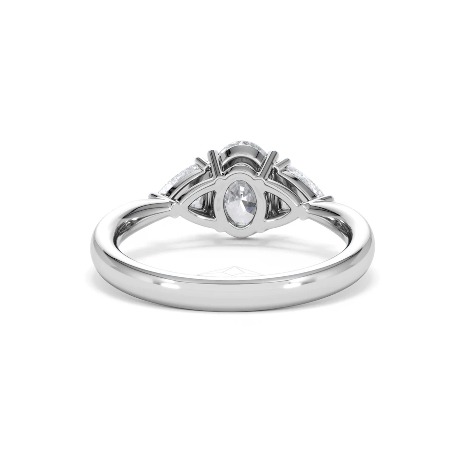 Dalia Lab Diamond Oval with Trillions 1.70ct Ring in 18K White Gold F/VS1