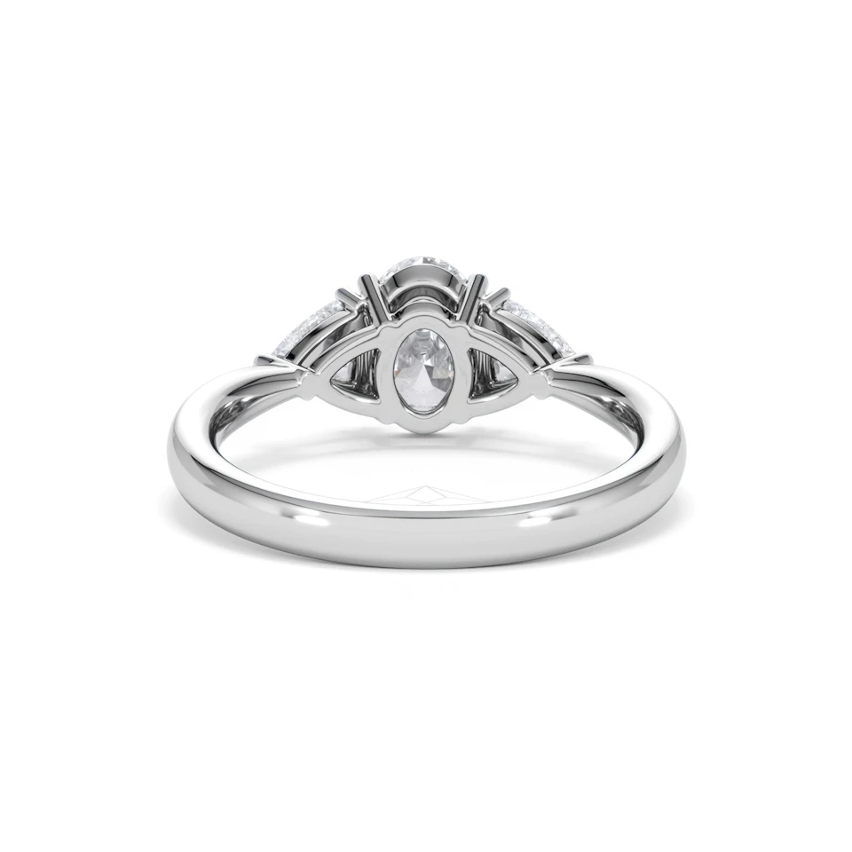 Dalia Lab Diamond Oval with Trillions 1.70ct Ring in 18K White Gold F/VS1